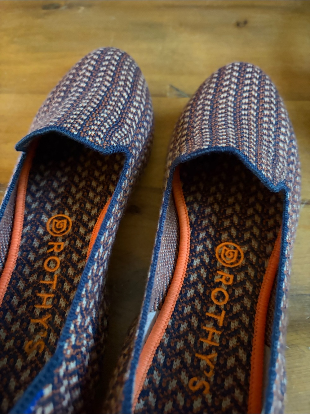 Rothy's Navy and Orange Knit Slip-On Flats - Picture 7 of 9